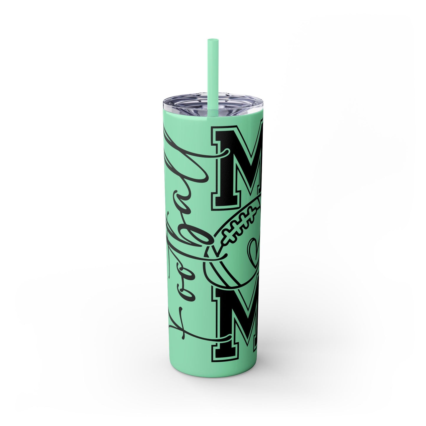 Football Mom Skinny Tumbler with Straw, 20oz