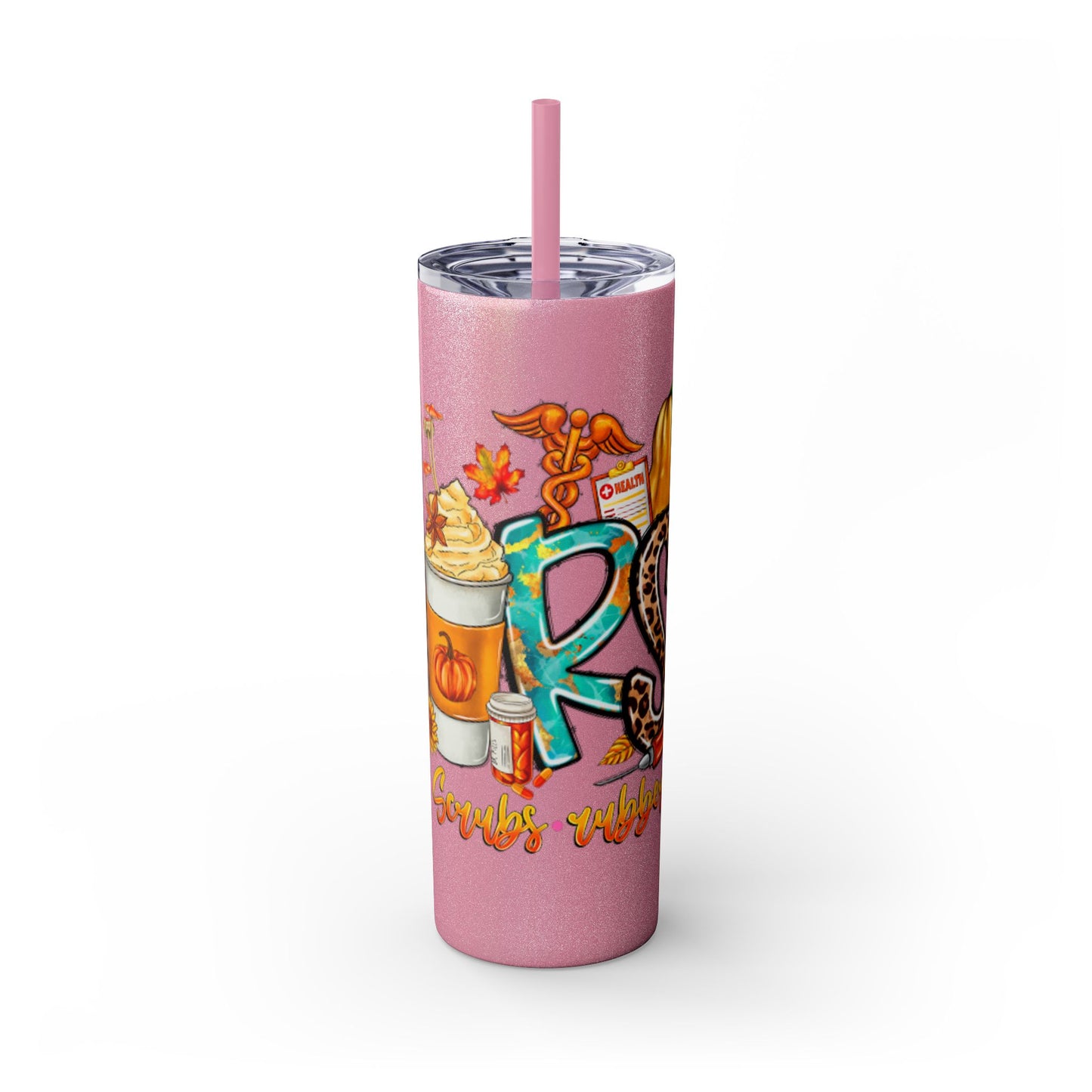 Fall Nurse Skinny Tumbler with Straw, 20oz