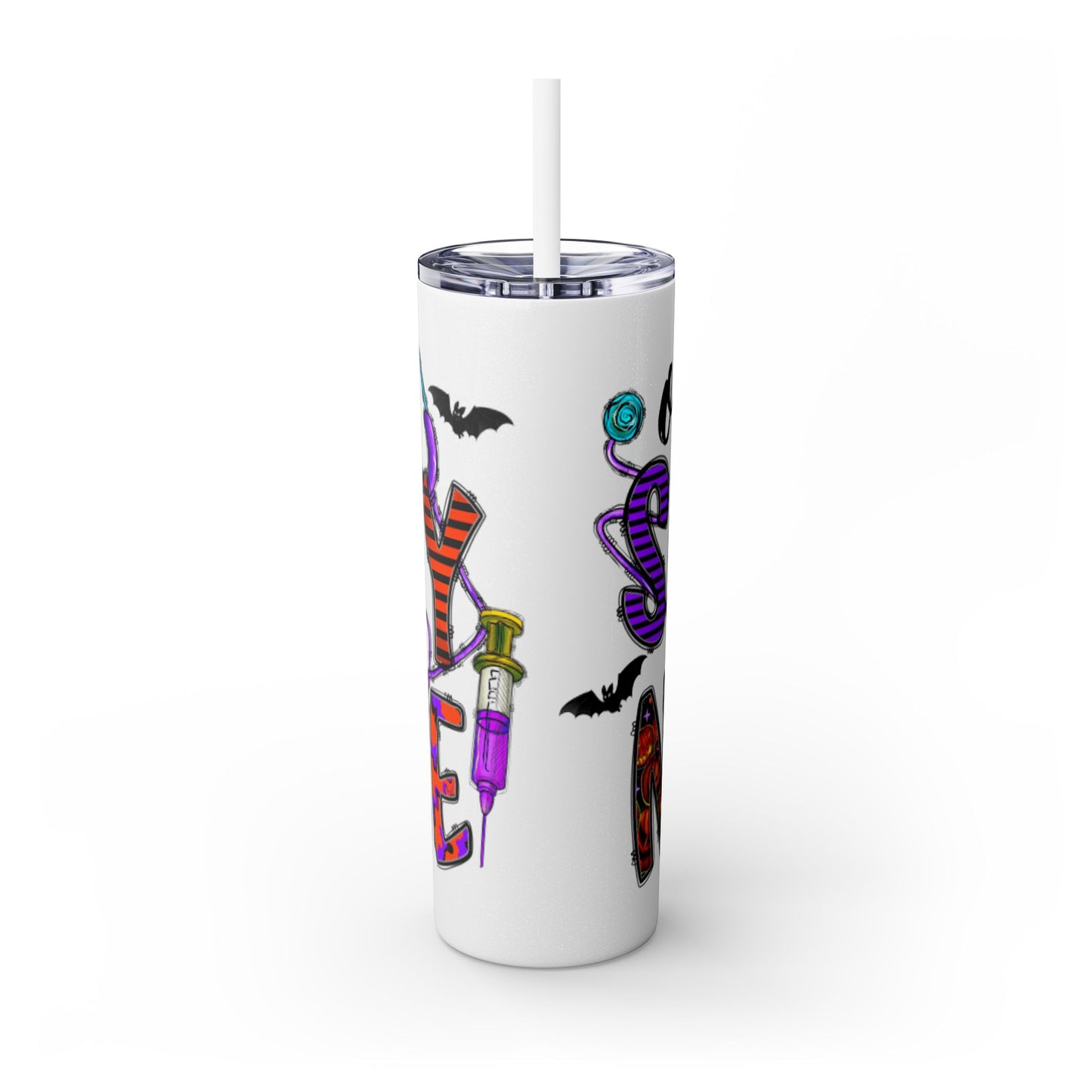 Spooky Nurse Skinny Tumbler with Straw, 20oz