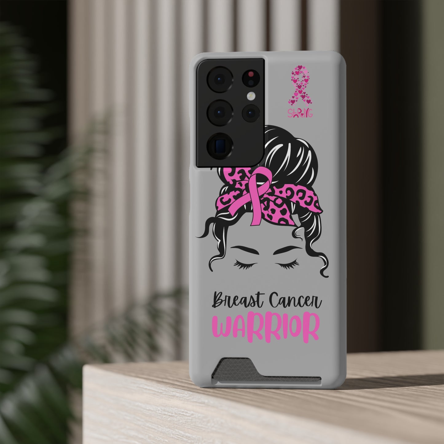 Breast Cancer Phone Case With Card Holder