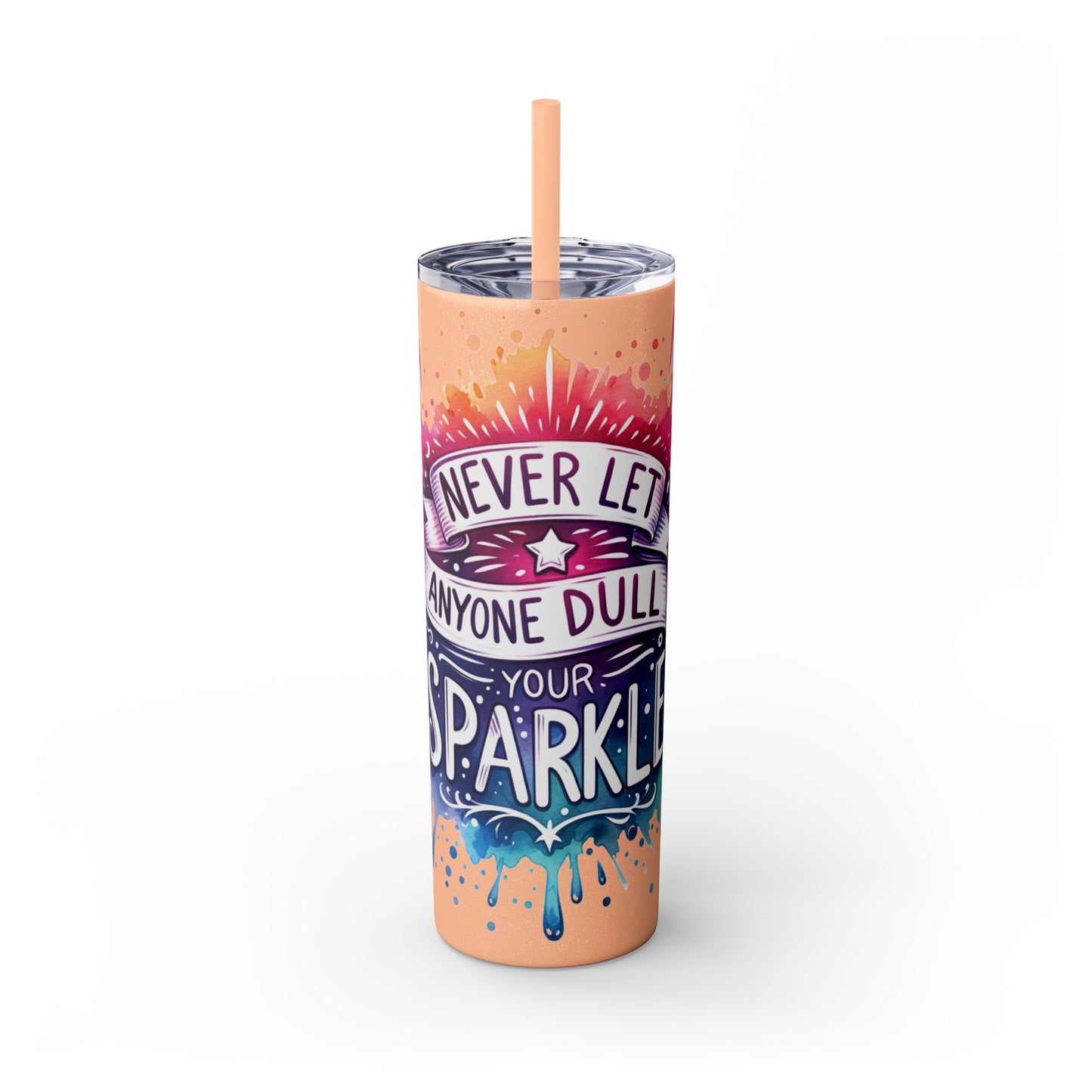 “Sparkle” Skinny Tumbler with Straw, 20oz