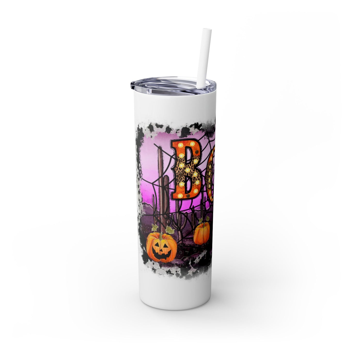 Halloween Boo Skinny Tumbler with Straw, 20oz