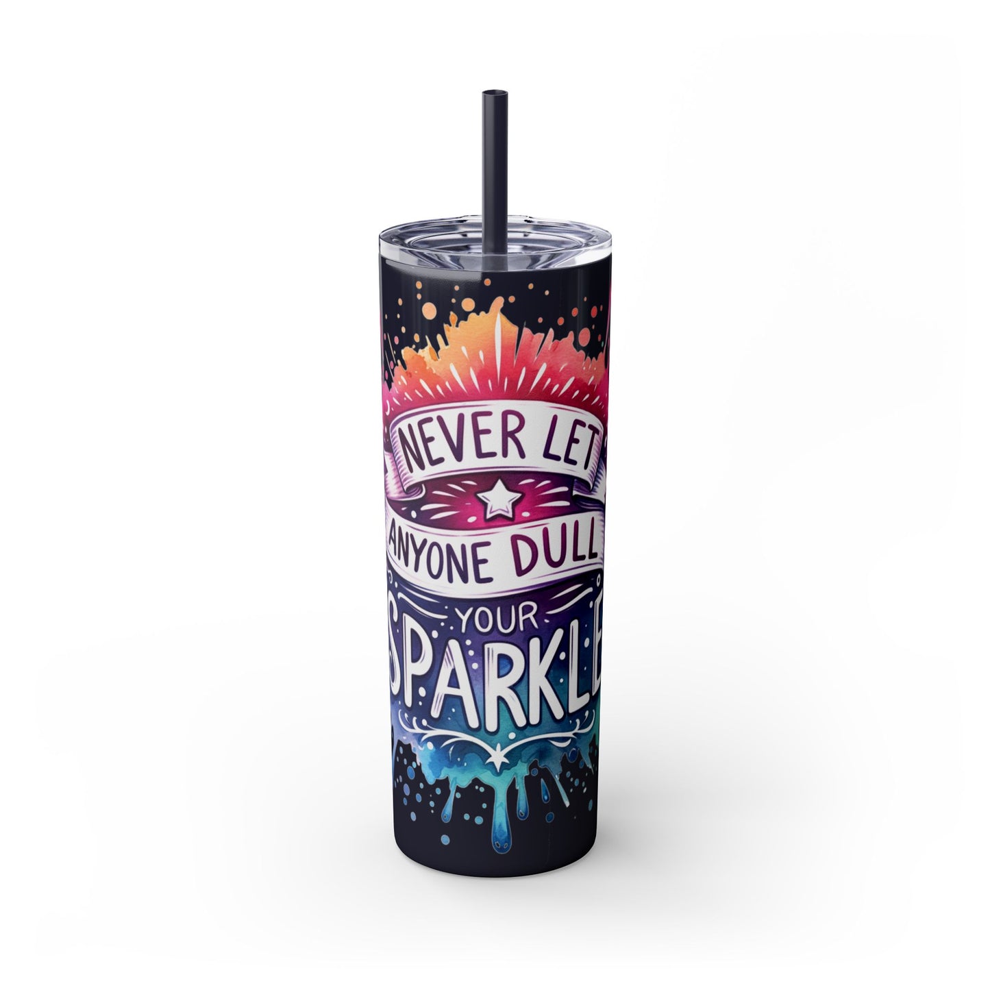 “Sparkle” Skinny Tumbler with Straw, 20oz