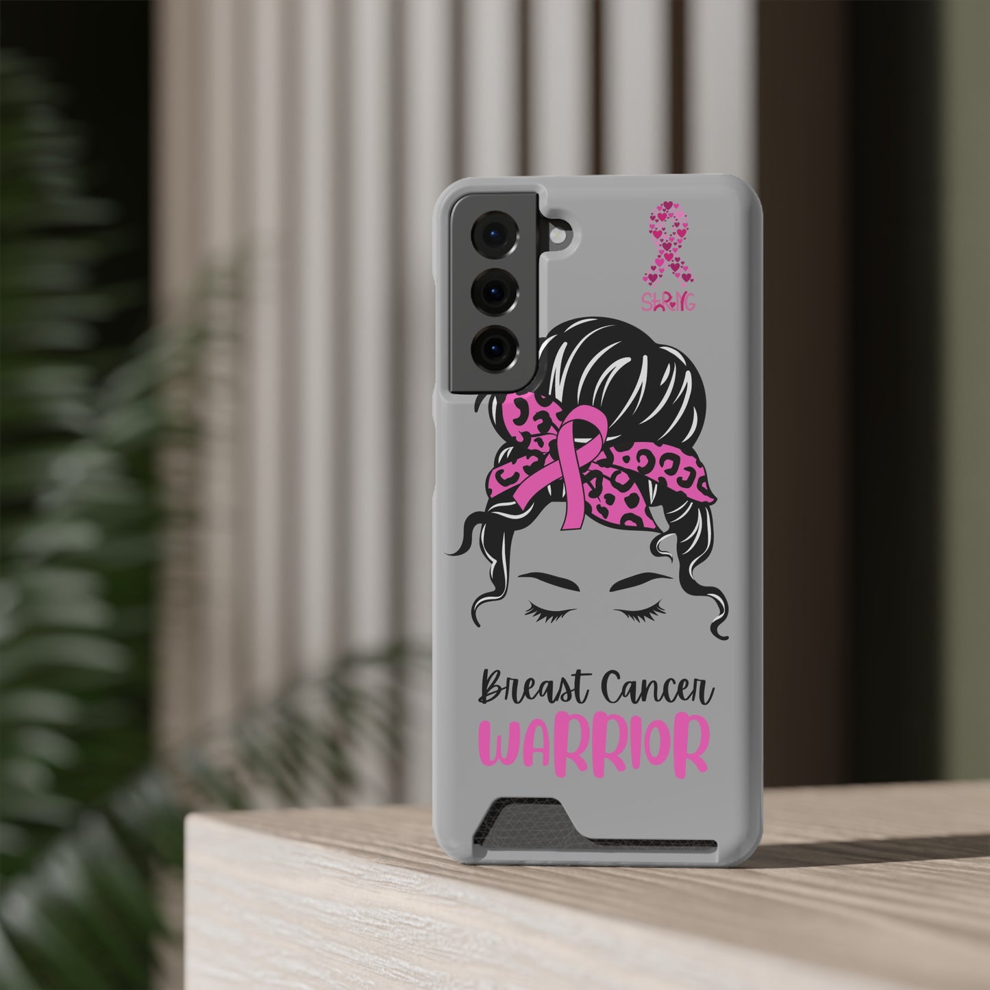 Breast Cancer Phone Case With Card Holder