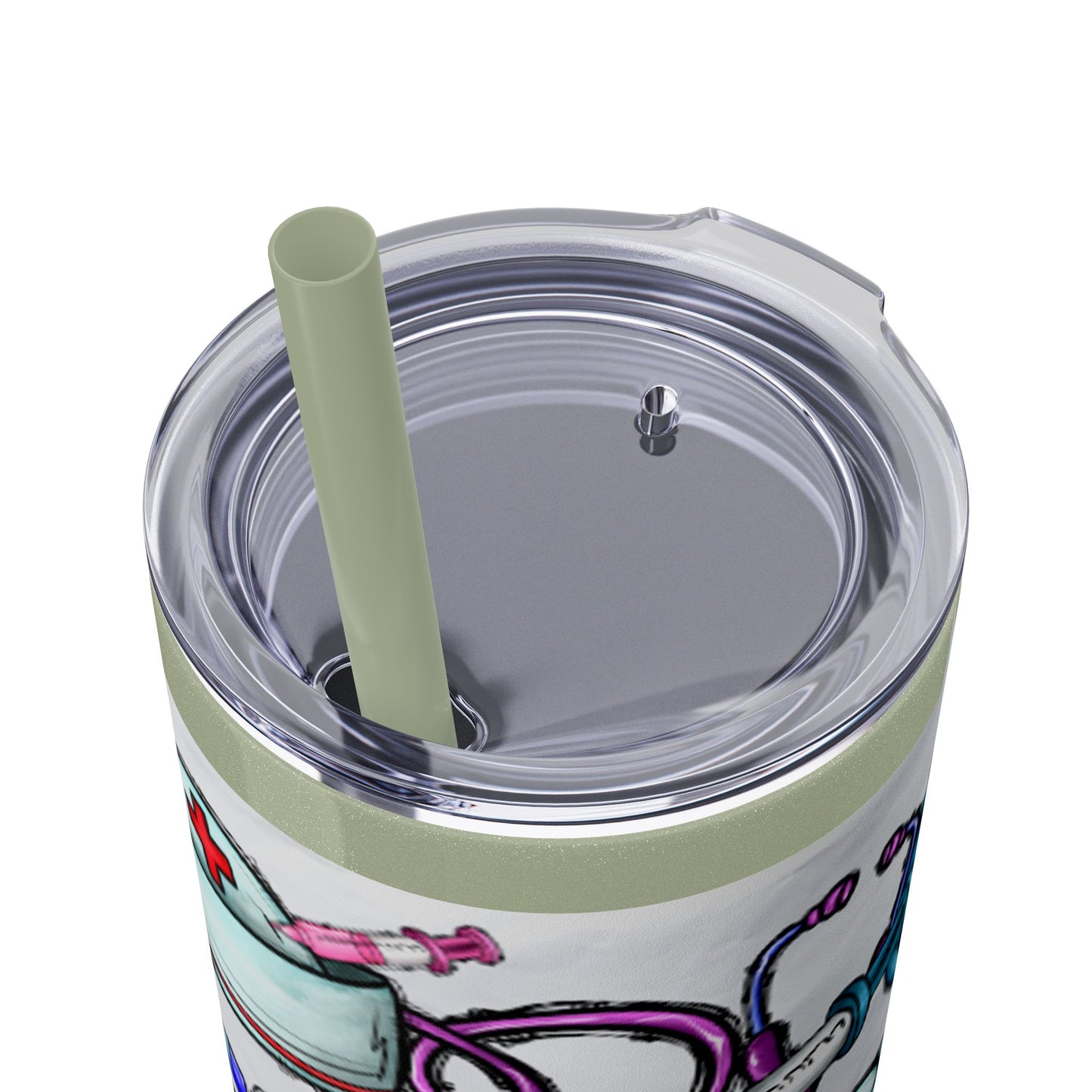 Nurse Skinny Tumbler with Straw, 20oz