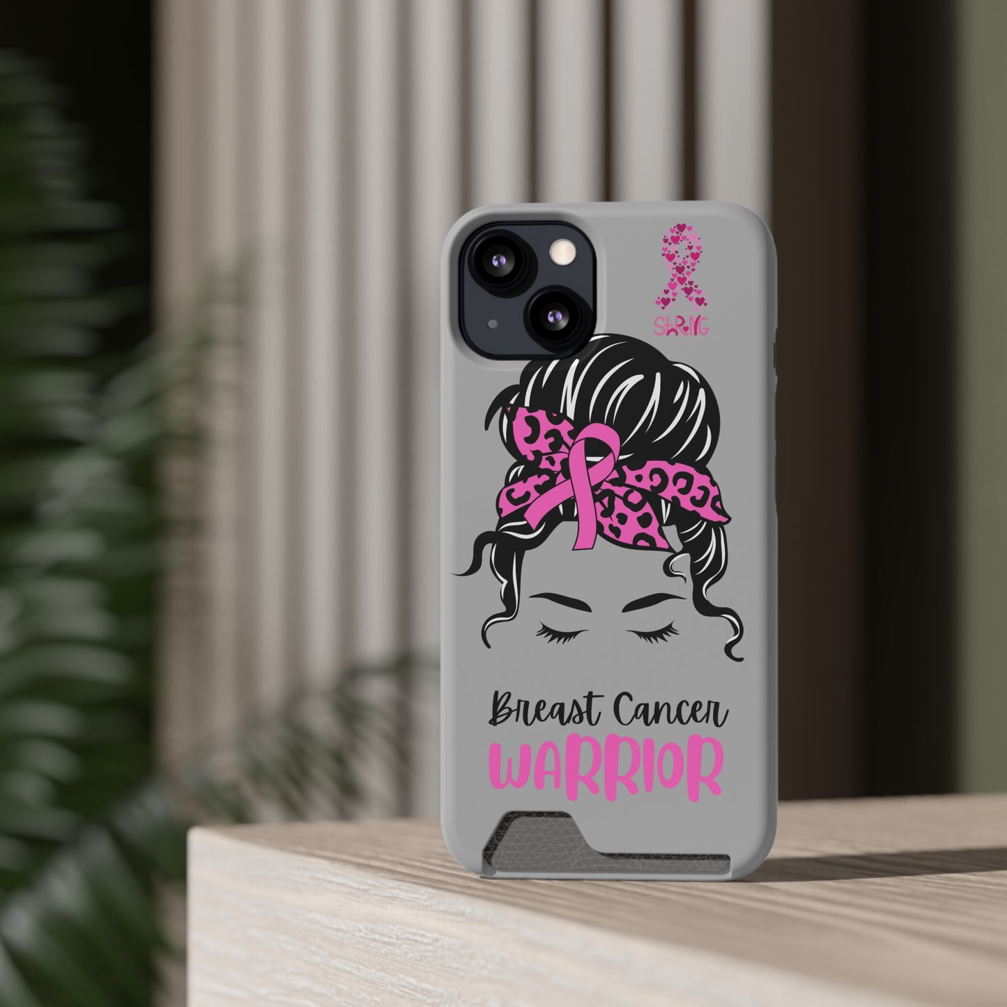 Breast Cancer Phone Case With Card Holder