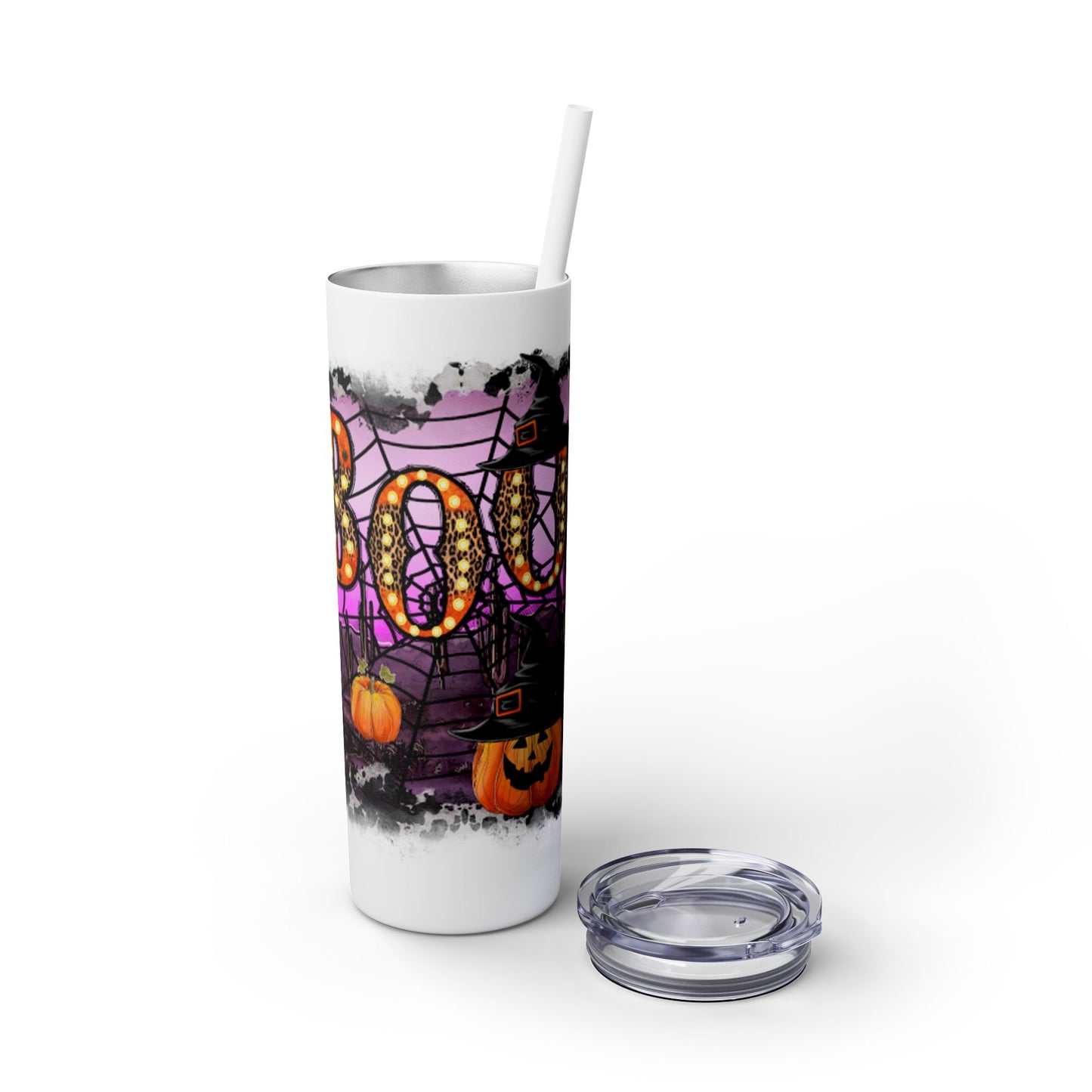 Halloween Boo Skinny Tumbler with Straw, 20oz